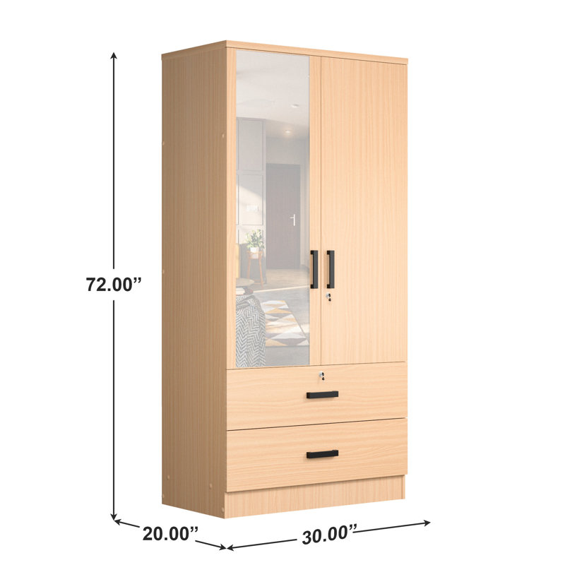 Armoire à miroir 2 portes et 2 tiroirs Majoch, Érable