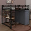 Lit mezzanine en métal avec bureau intégré, tablettes, prise de courant, éclairage DEL et garde-robe-314692936-314692942