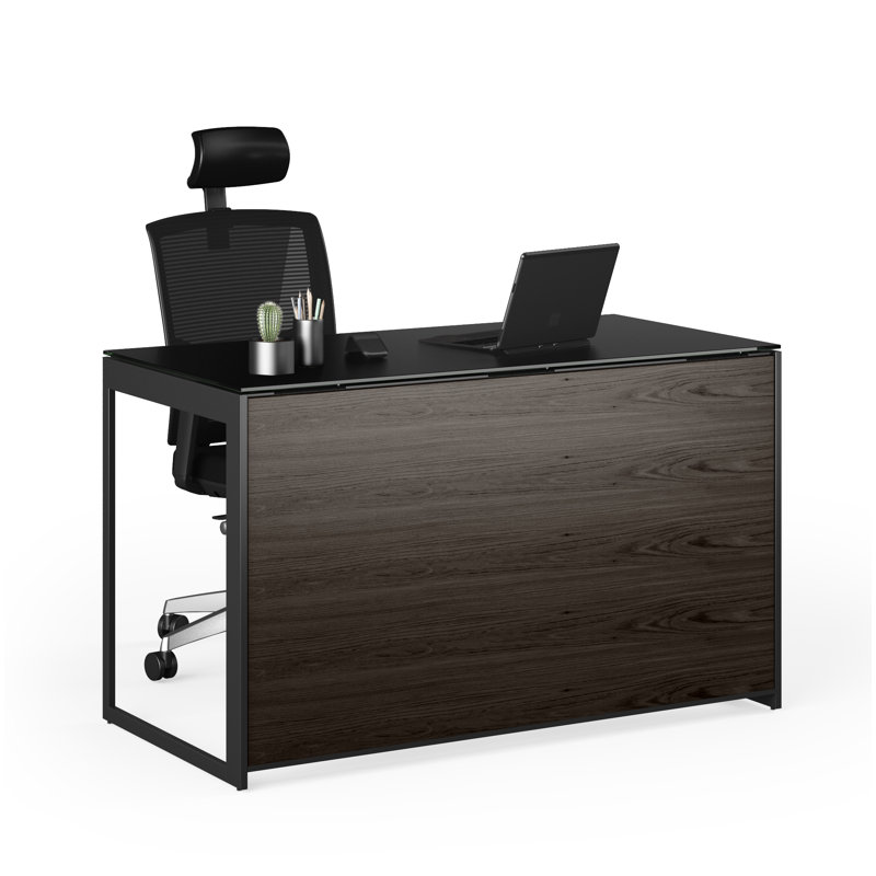 Sequel 20 Writing Desk, 24.75" H x 48" W x 24" D, Charcoal Stained Ash/Black