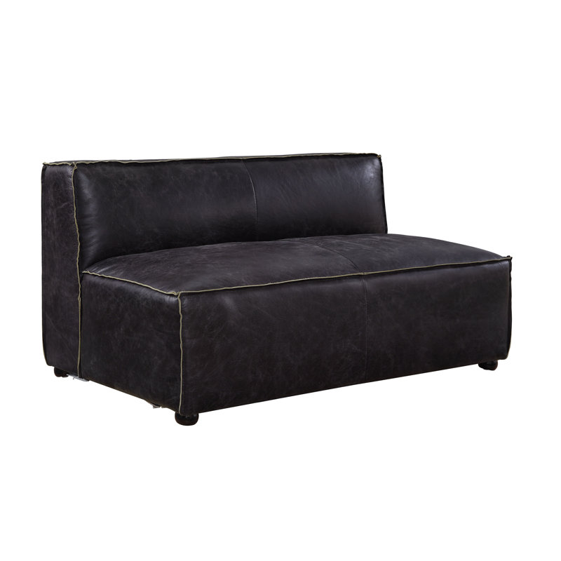 Causeuse Aiden-John, Cuir fleur ardoise antique