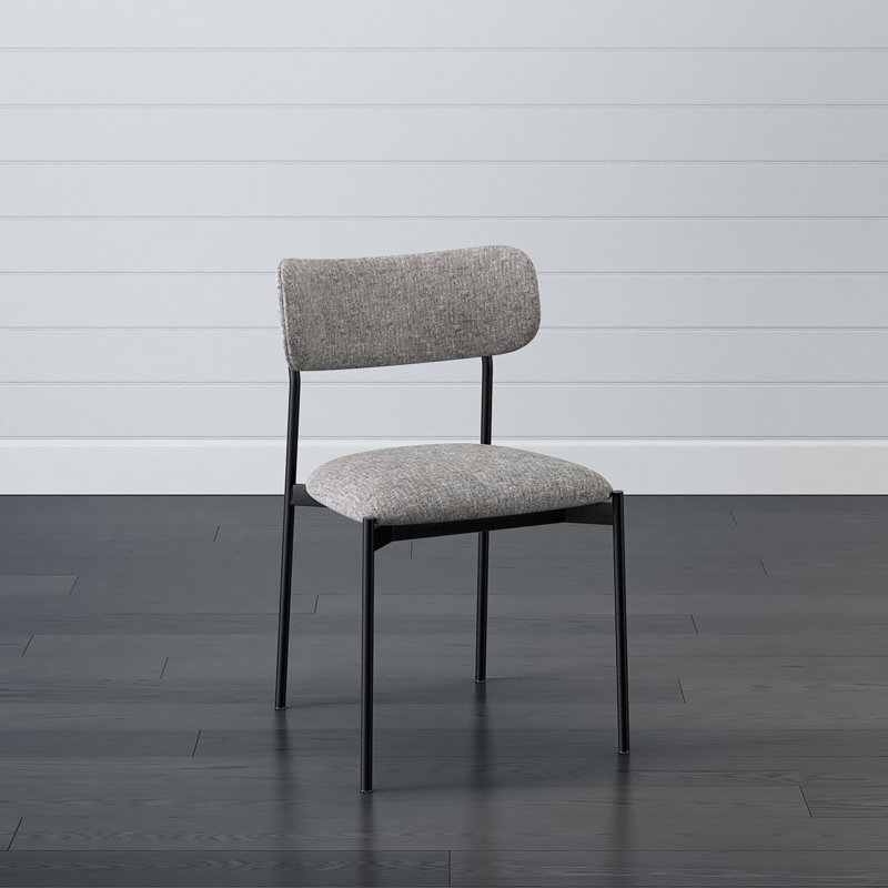 Chaise rembourrée en métal Leathia, Gris / noir