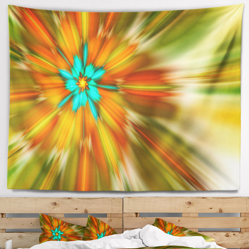 Tapisserie abstraite abstraite tournante à fleurs fractales, H 32 po x l 39 po