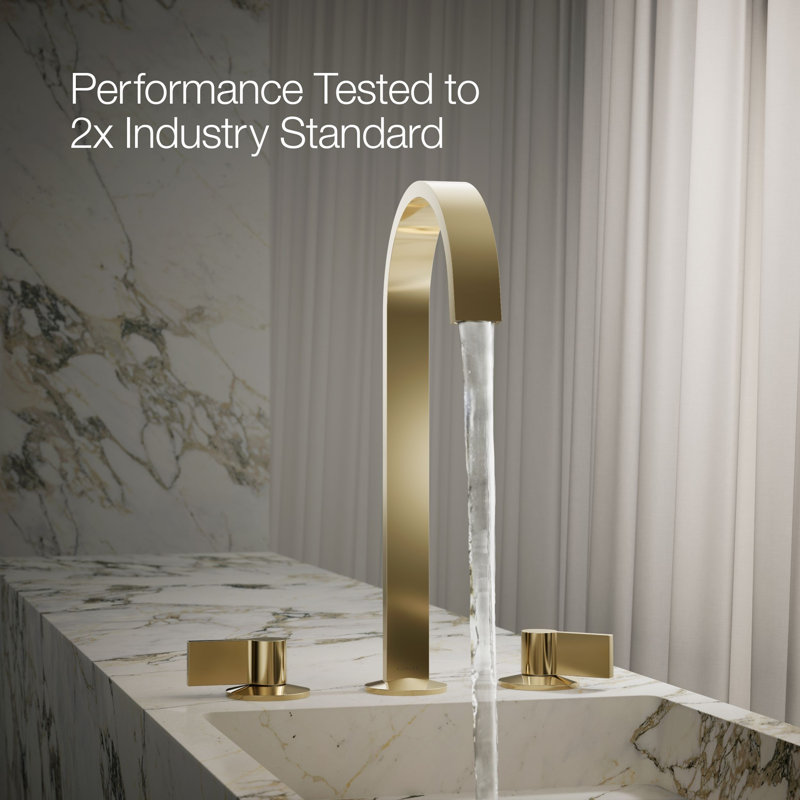 Components Bathroom Sink Spout With Ribbon Design, Gold