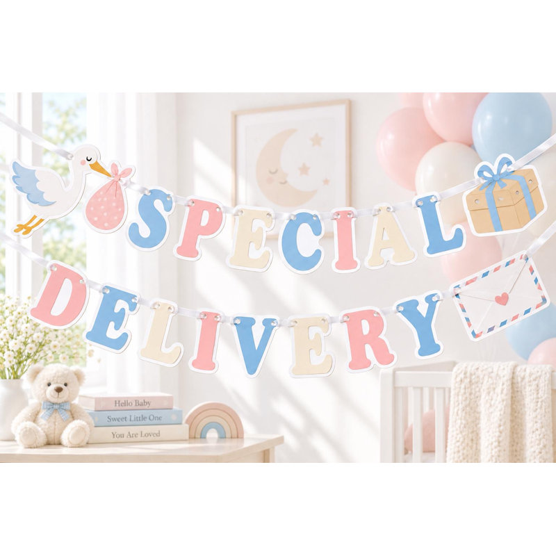 Special Delivery Banner, Baby Shower Party Decor, Handmade Cardstock Garland