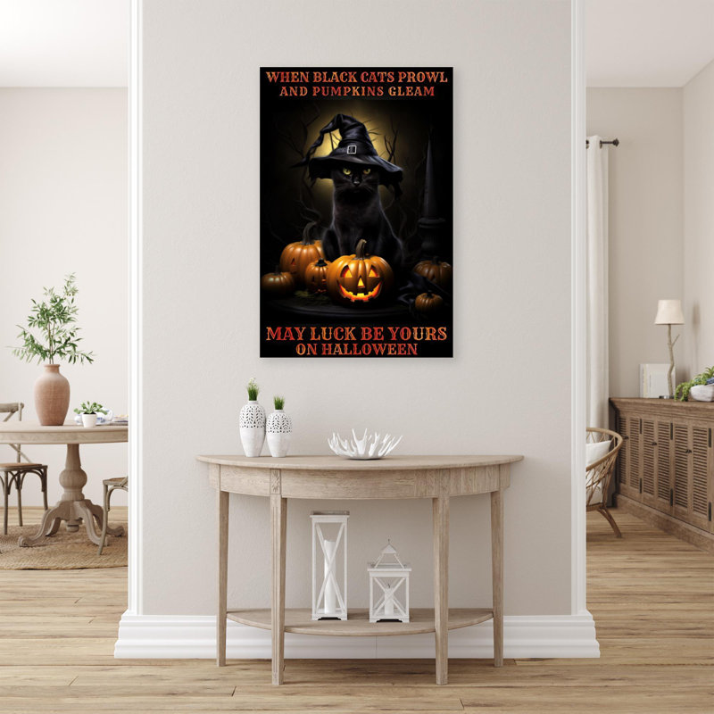 Kotto " Black Cats Prowl And Pumpkins Cleam ", 36" H x 24" W x 1.25" D