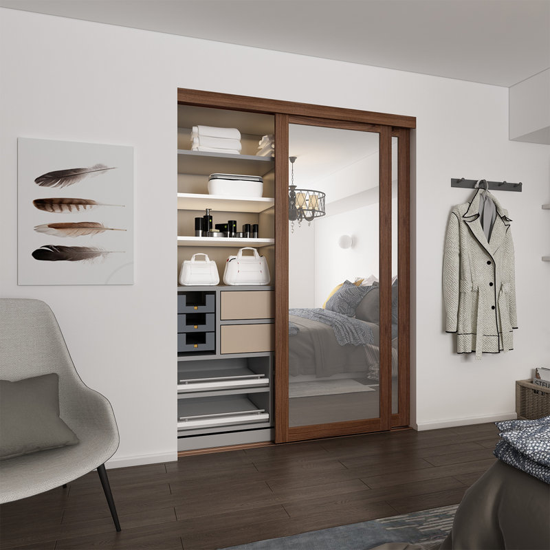 48 po x 80 1/2 po Porte coulissante 1-Lite, 48" x 80.5", Brown