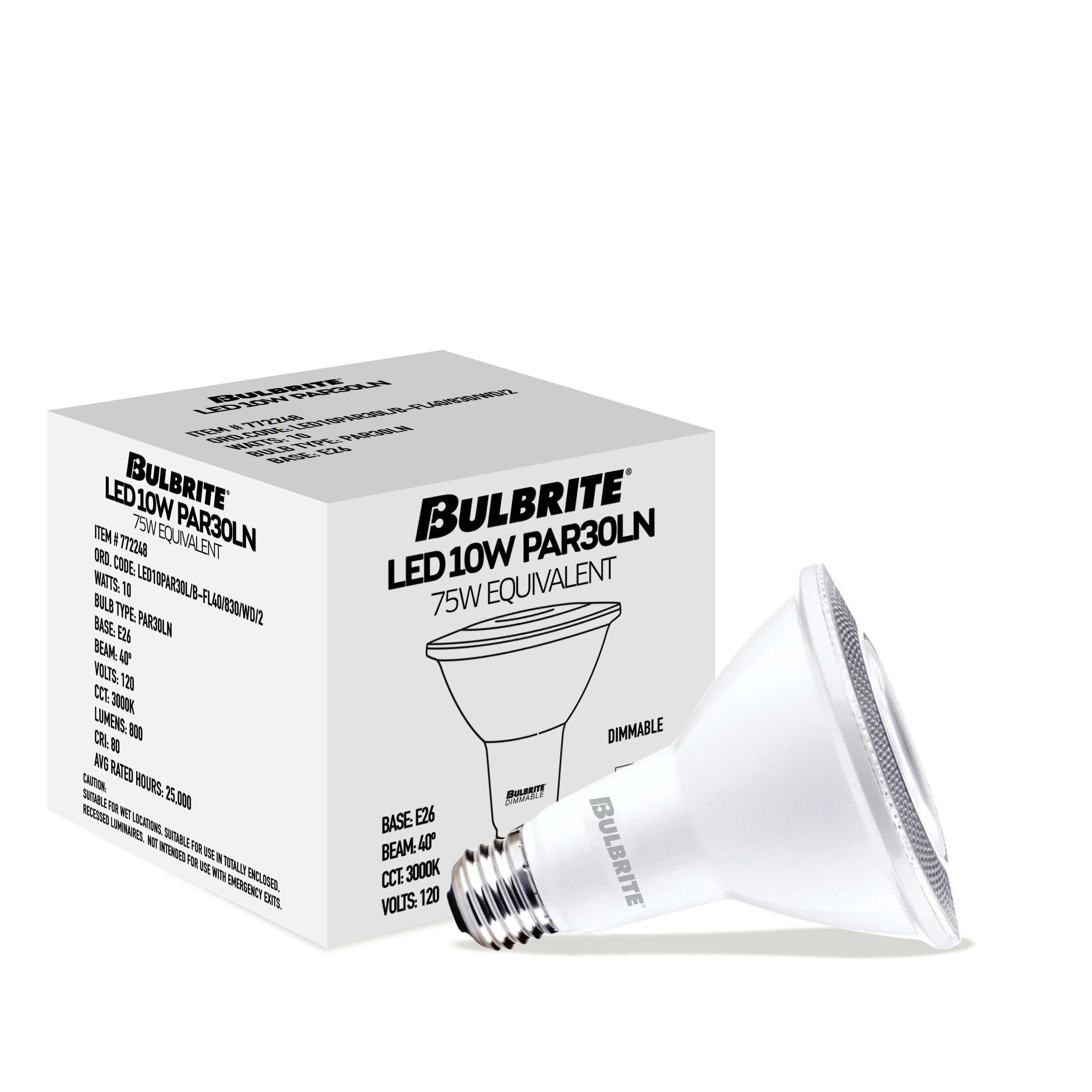 Bulbrite Industries 75 Watt Equivalent PAR30 E26/Medium (Standard ...