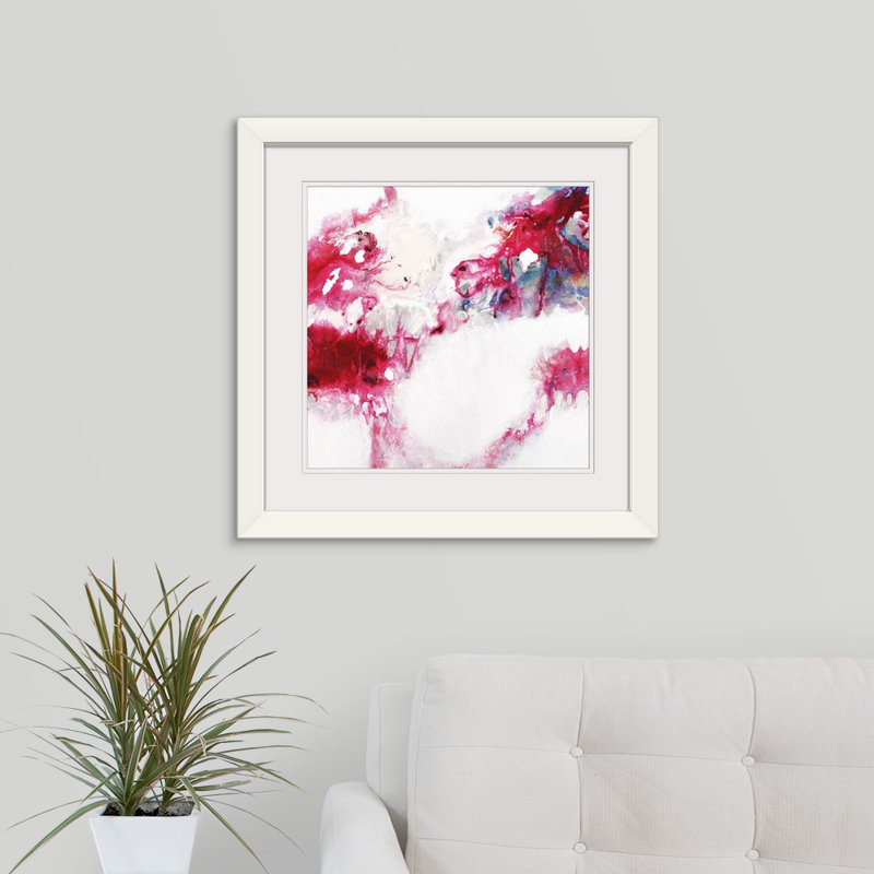 « hot rose hippie » par joshua schicker,, peinture, H 24 po x l 24 po x P 1 po, Cadre blanc