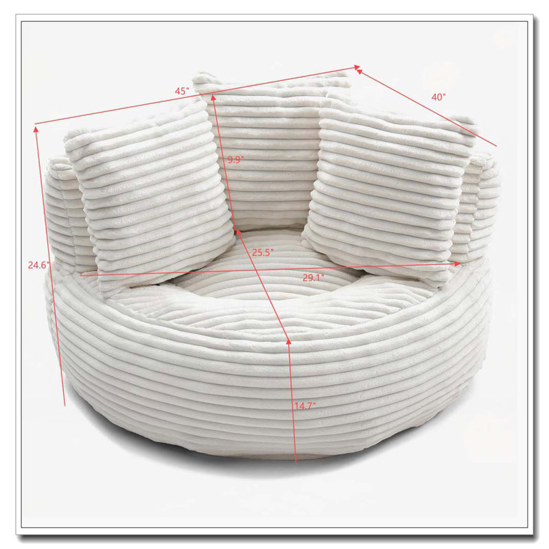 Grande chaise en velours côtelé avec bourre, Beige