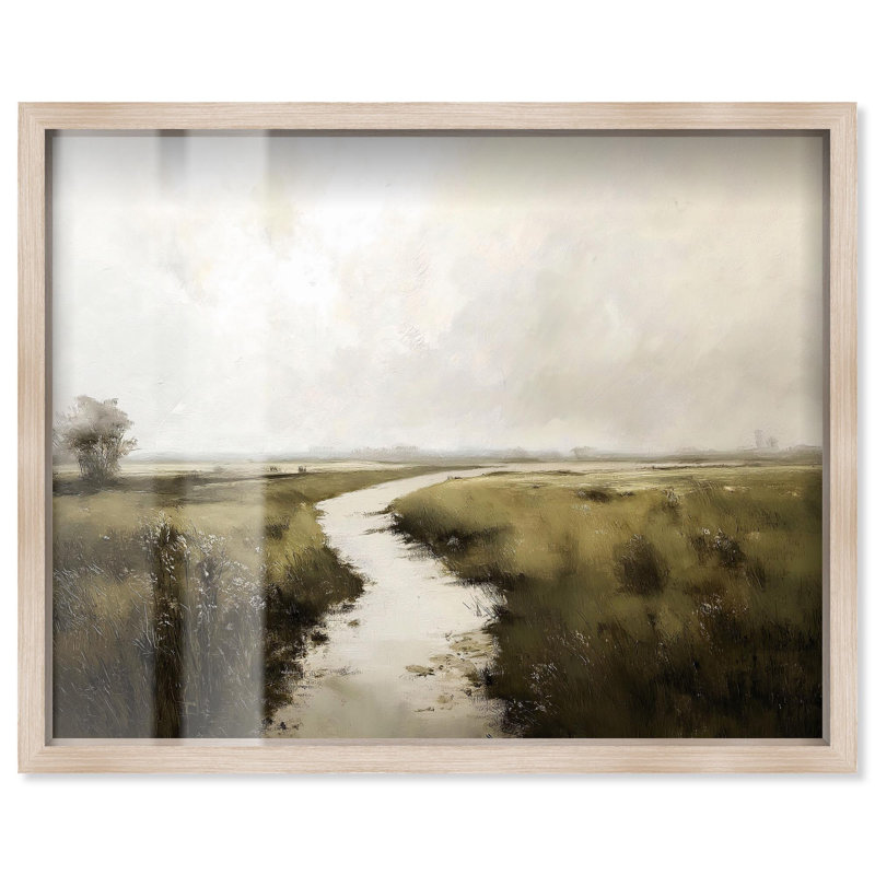 «Grassline Reflections Shadowbox Print» par Art Remedy, Crème, crème, H 17 po x l 21 po