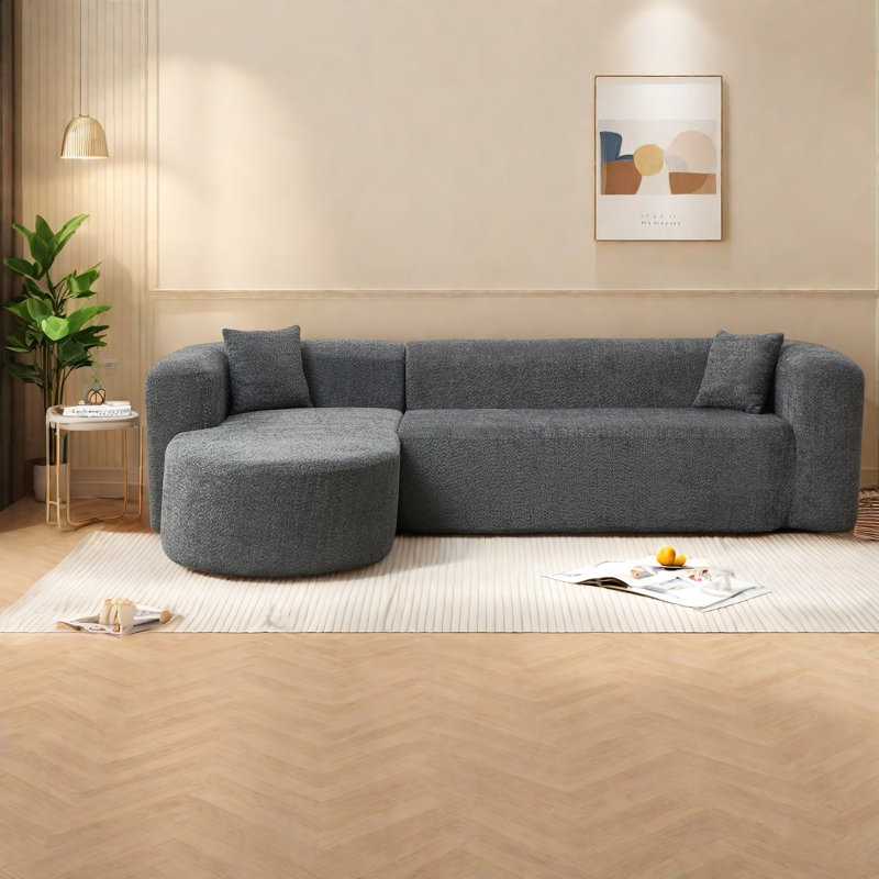 Canapés d'angle modernes à compression, méridienne gauche en chenille, canapé infonuagique pour la maison, Gris