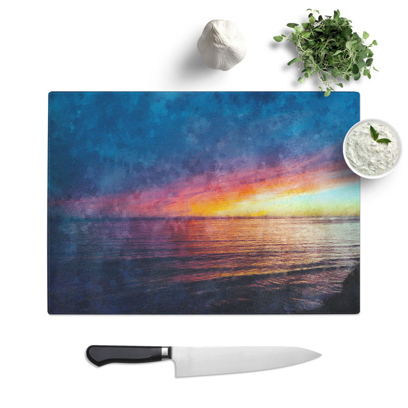 Tempered Glass California Sunset Chopping Board, 28.5 cm x 39 cm