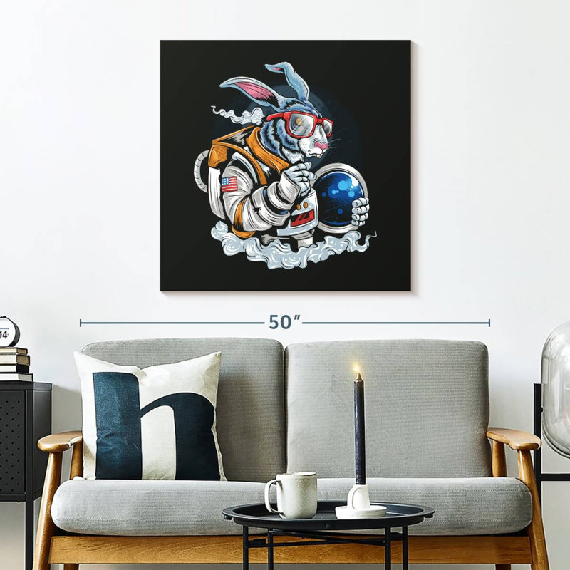 Crowle Lapin astronaute, H 30 po x l 30 po