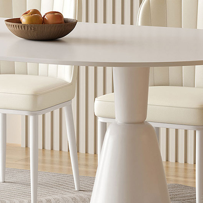 White Oval Dining Table, 29.92"H x 59.05"L x 35.43"W