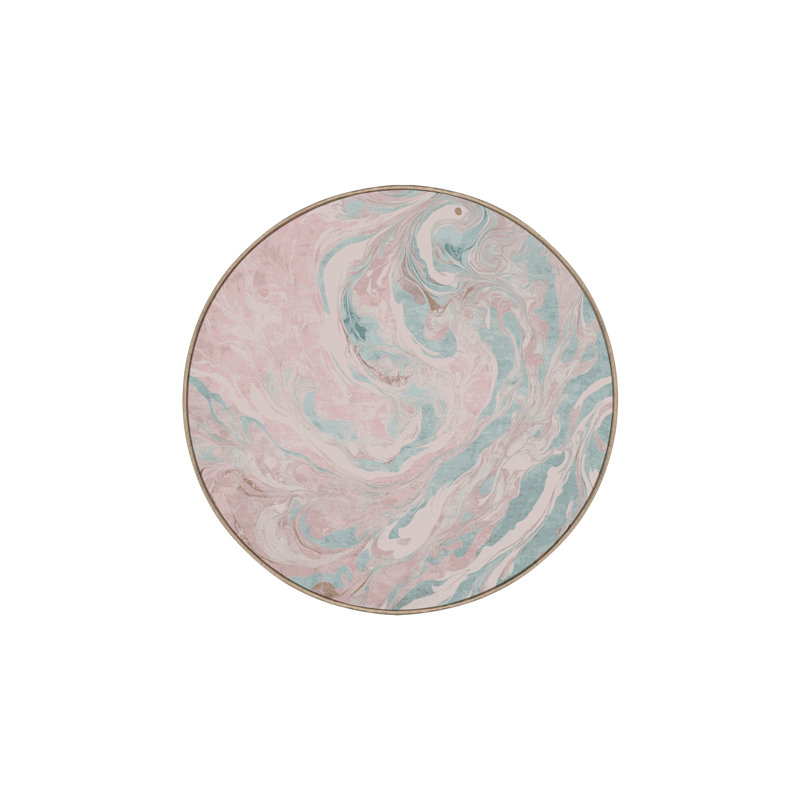Machine Washable Beige Area Rug, Round 5'