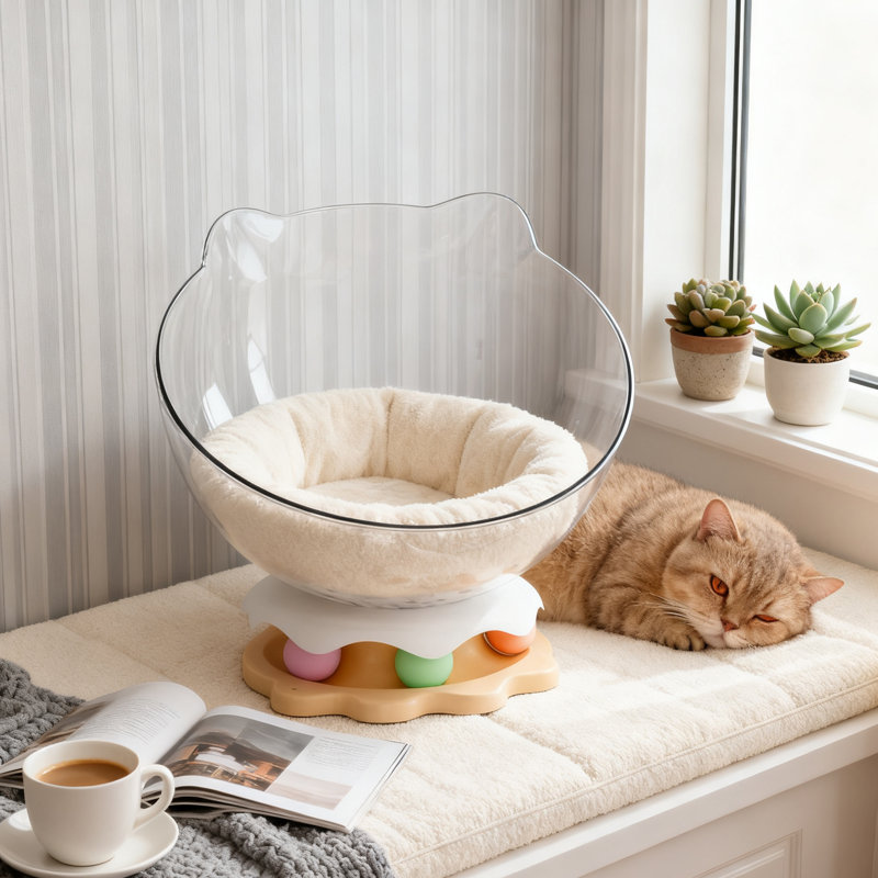 Cozy Acrylic Space Capsule Cat Bed