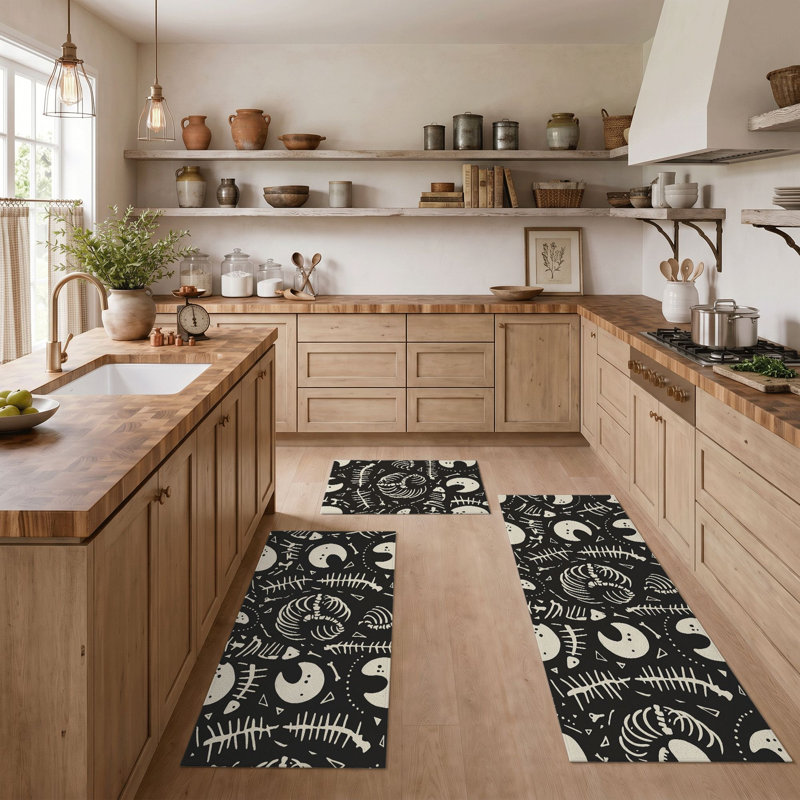 Fish Bones Non-Slip Washable Kitchen Mats