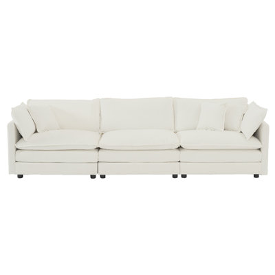 Oversized 3-Piece Sofa Set, 2 X 2-Seater + 1 X 3-Seater Deep Seat White Chenille Comfy Couch, Modern Living Room Sectional Furniture Perfect For Spacious Family Lounging And Stylish Home Decor Environments