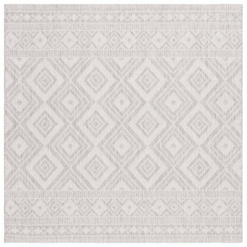 Courtyard Performance Geometric Indoor/Outdoor Area Rug, Square 6'7"