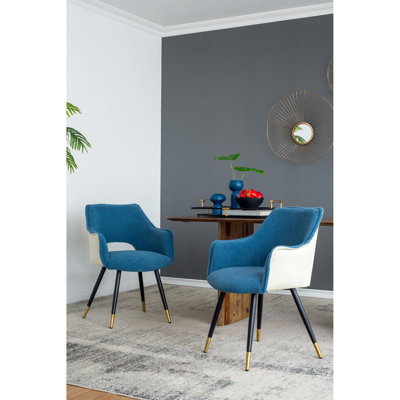 Ensemble de 2 fauteuils d'appoint en tissu bleu, 23 po x 23 po x 34 po