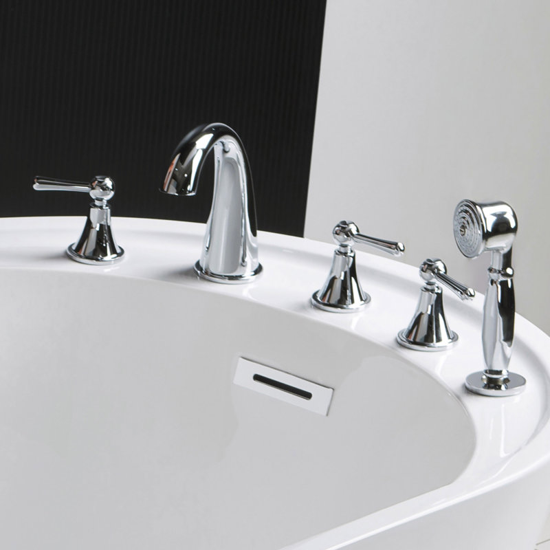 Solace 3 Handle Bathroom Roman Tub Faucet with Diverter, Polished Chrome