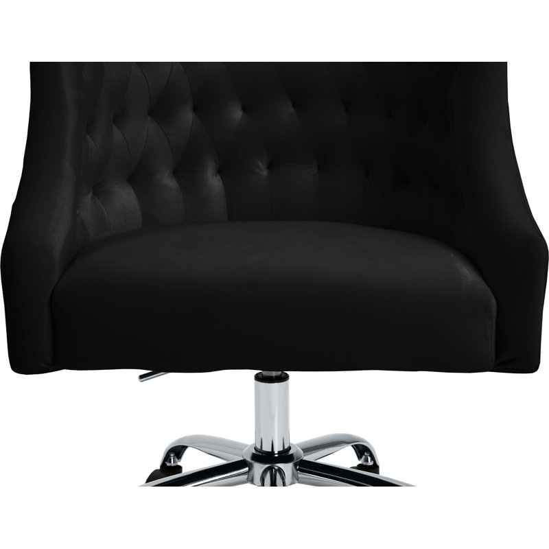 Casimir Velvet Task Chair, Black Velvet, Chrome