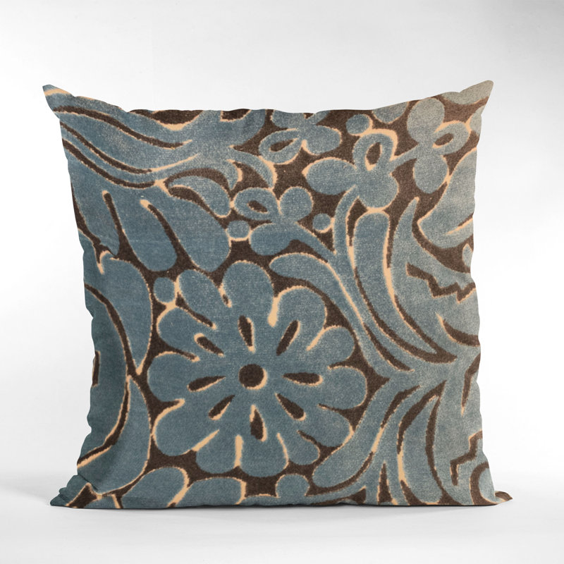 Coussin en velours de fleurs Cachemire, 26 po x 26 po