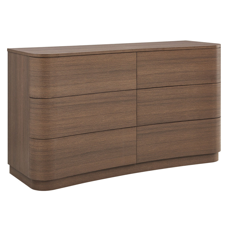 Commode courbée à 6 tiroirs Mirae, Chêne brun brossé