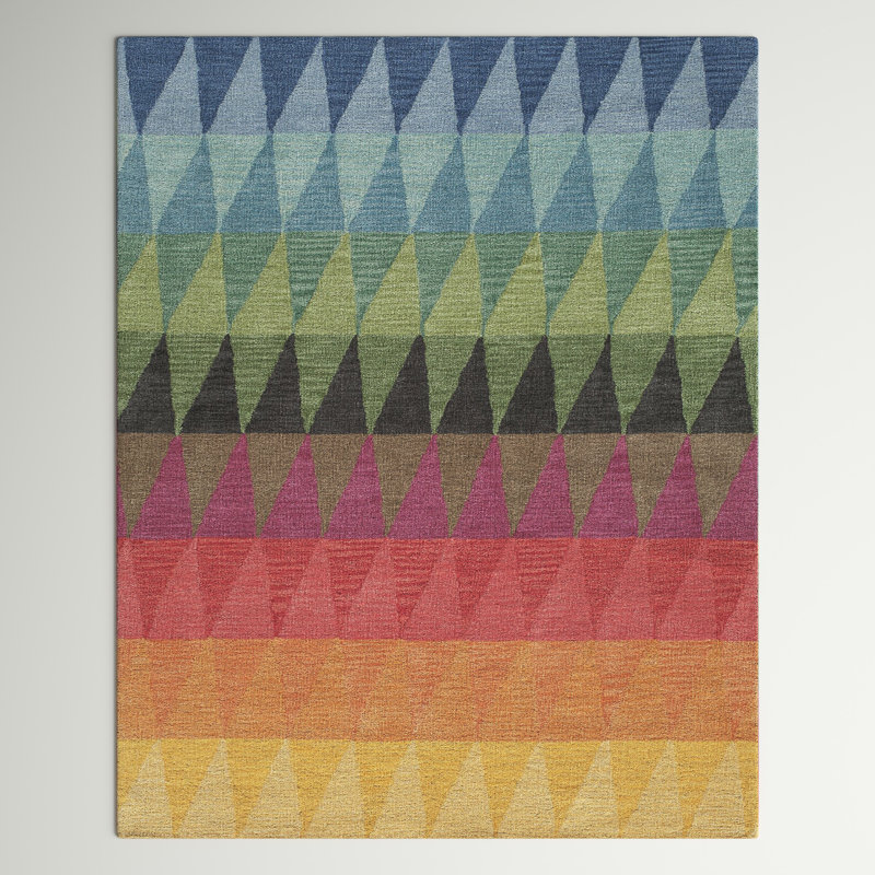 Javeed Geometric Handmade Wool Rug, Rectangle 3'6" x 5'6"