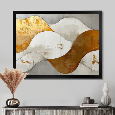 Ognen Abstract Grove Of Introspection In Gold And White III - Abstract Modern Waves Wall Art