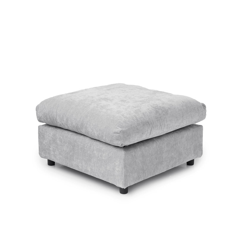 Kessi 33.5" Upholstered Ottoman, Light Gray