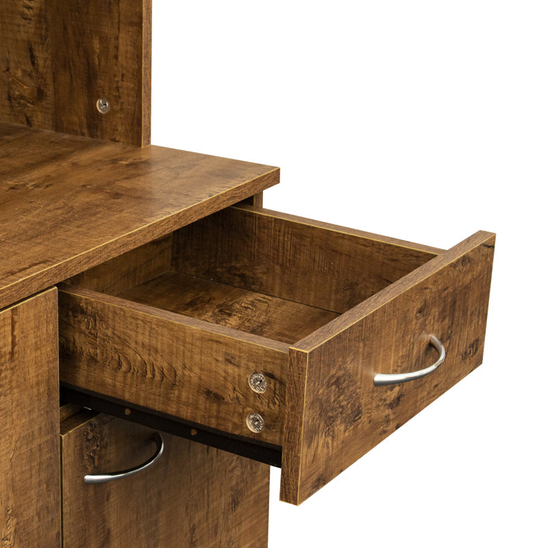 70,09 po de hauteur pour garde-robe et armoire de cuisine pour chambre à coucher. Finition noyer avec 6 portes, 1 tiroir, tablette ouverte. Chambre à coucher robuste et simple en noyer. Stable à nettoyer et à assembler