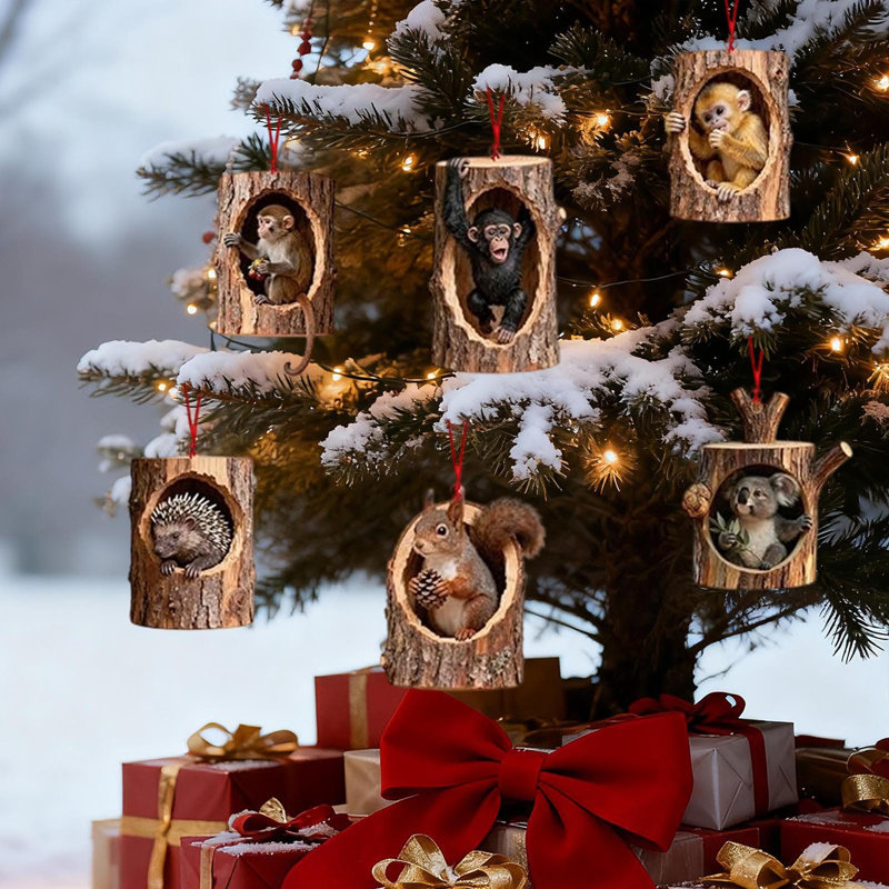6PC ornements de Noël décorations de Noël pendentifs d'arbre de Noël impression à plat 2 pendentifs en acrylique, B