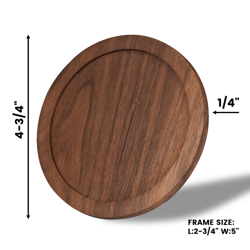 Walnut 4-3/4" Hardwood Coaster Set with Holder