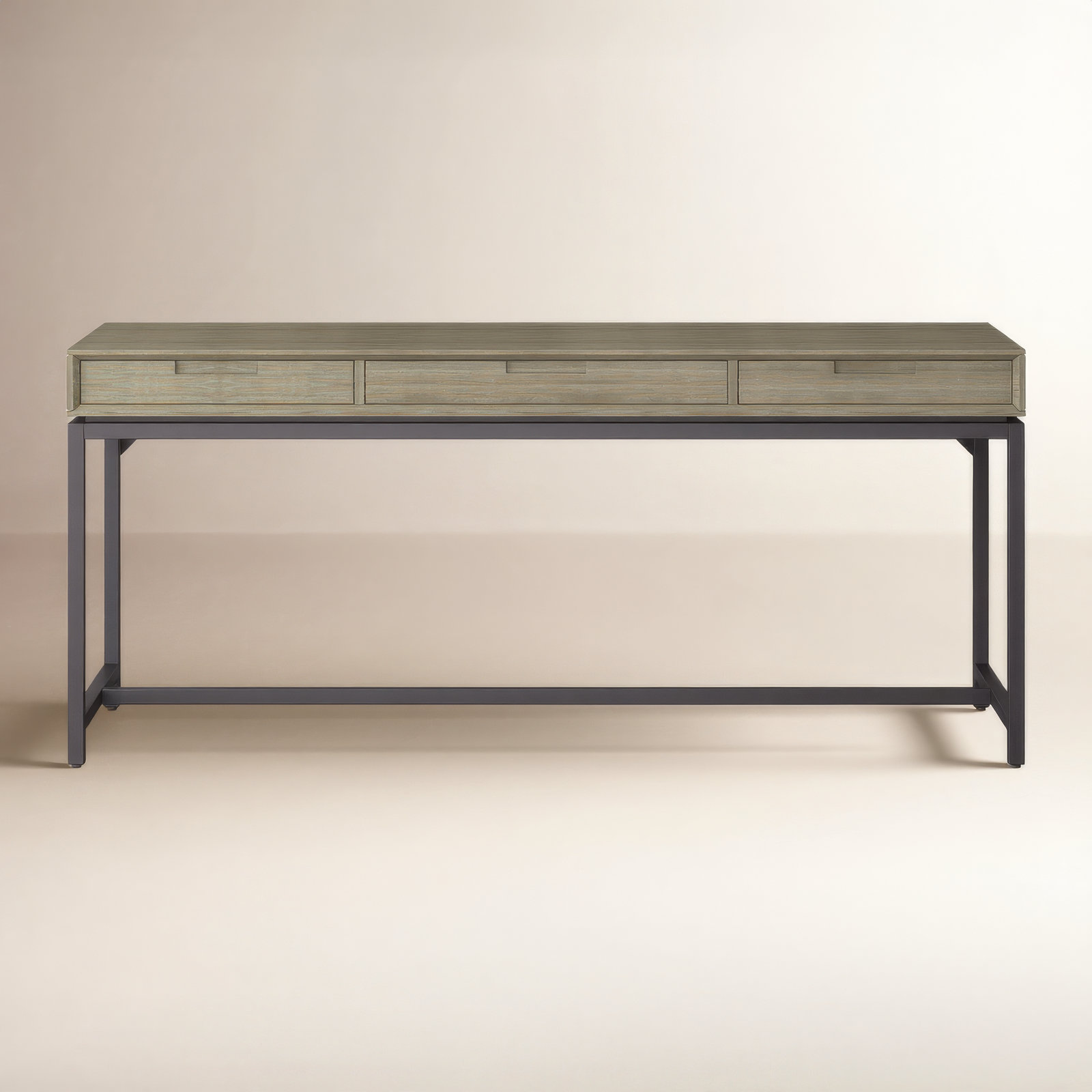 Lars Mid Century Desk, 31.50" H x 72" W x 24" D, Distressed Grey/Black