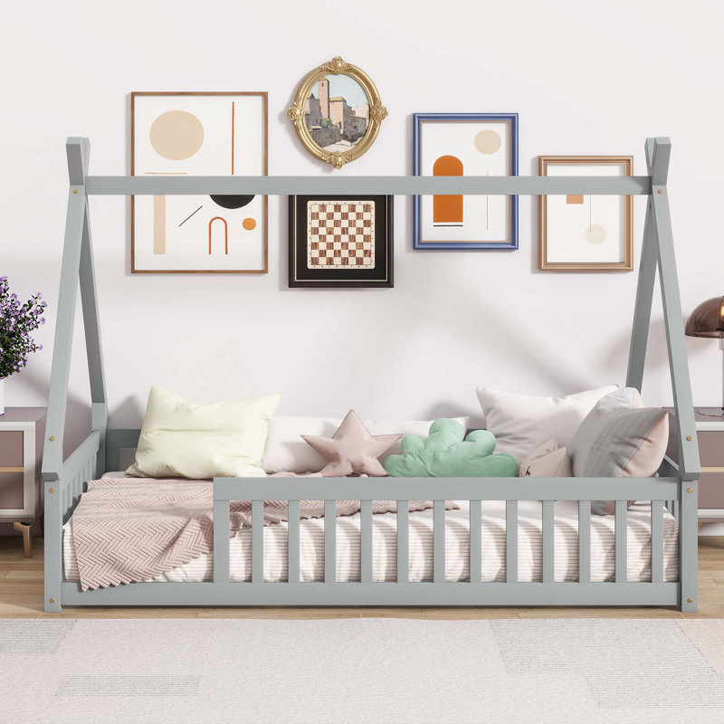 Lit simple en forme de tente, gris