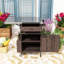 Chariot de cuisine d'extérieur avec plateau en acier inoxydable, armoire de rangement en bois de sapin massif et abattant pliable-120107487