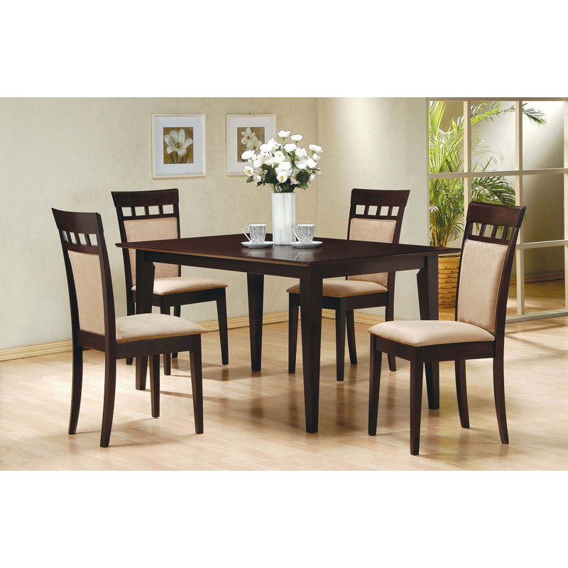 Ensemble de 2 chaises de salle à manger transitionnelles avec cadre en bois de cappuccino et dossier rembourré en microfibre