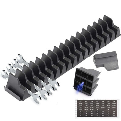 20 Magnetic Wrench Organizer Modular Wrench Storage Holder with Metric SAE Label for Tool Box Drawer