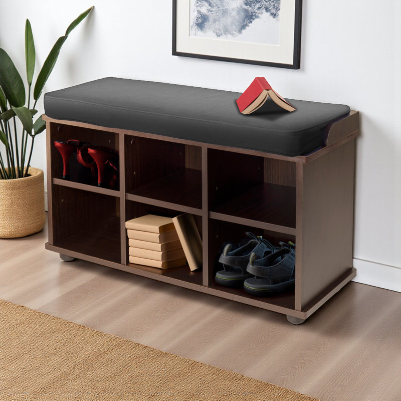 Townsend Upholstered Storage Bench in Espresso/Black Finish, 19.08'' H X 33.63'' W X 12.48''D