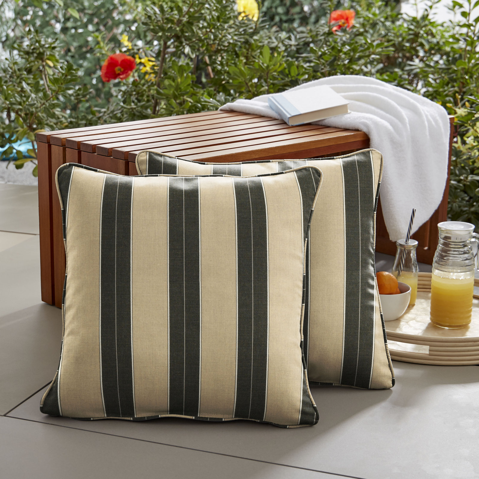 Hansah Throw Pillow, 22" H x 22" W x 6" D, Sunbrella Berenson Tuxedo