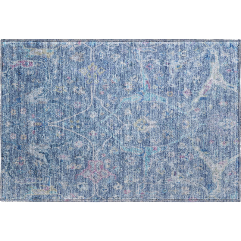 Premium Machine Washable Mayfield AMF2232 Global Rug, 1'8" x 2'6", Blue