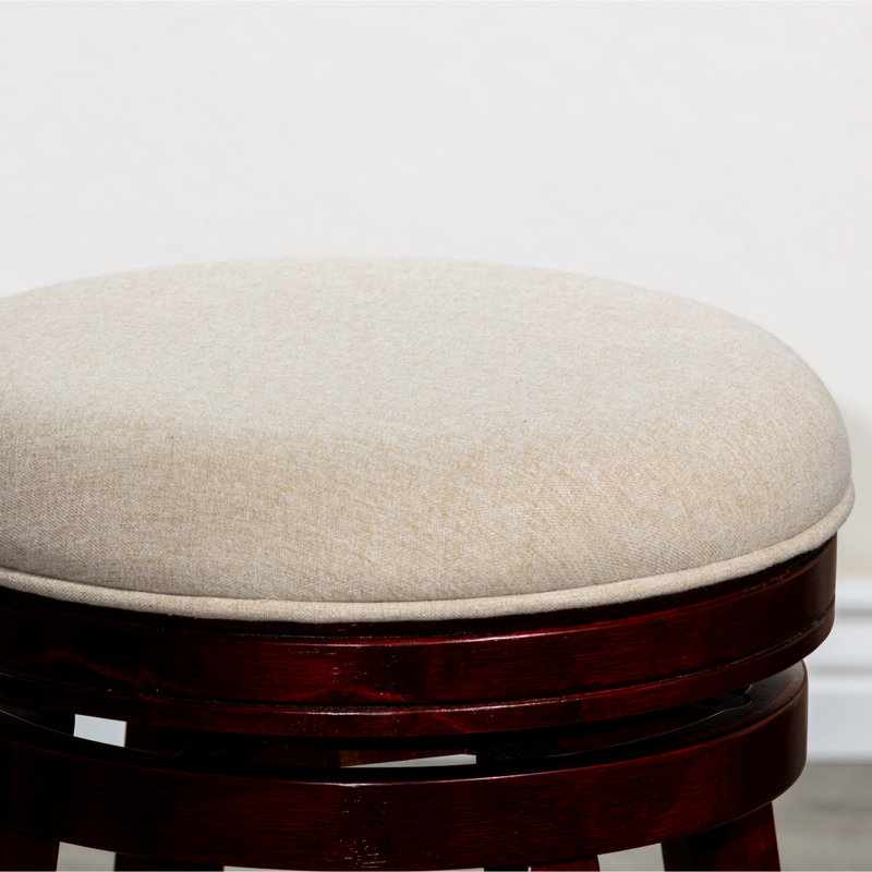 Tabouret de bar de 30 po, couche de finition, siège en tissu beige, tabouret de commodité pivotant, coussin de siège, bois franc robuste, 360 degrés pour un confort accru