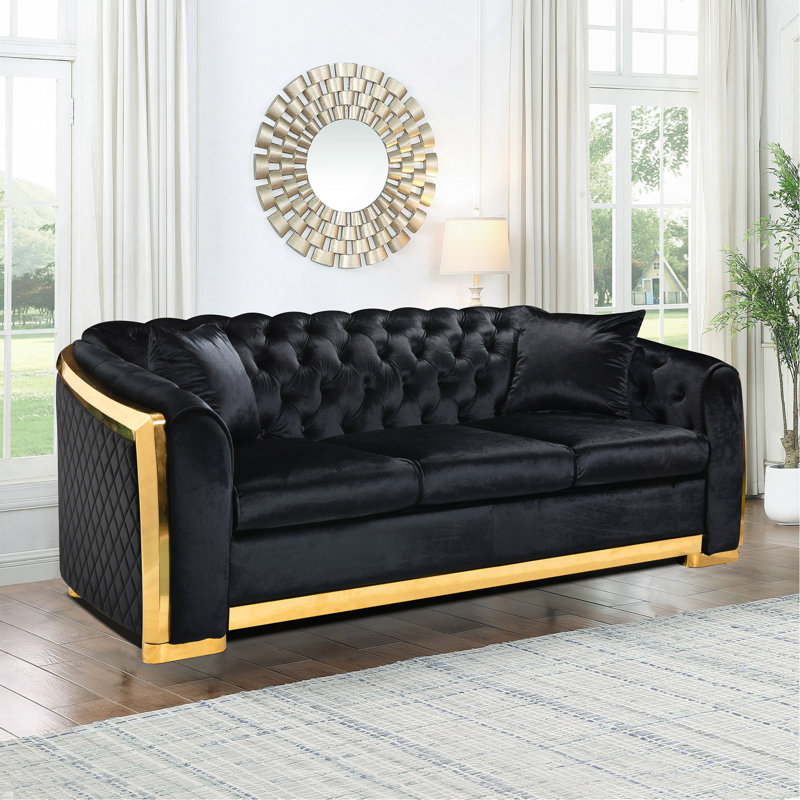 Everly Quinn Velvet Luxury Chesterfield Set Sofa - Wayfair Canada