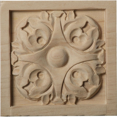 Rosette à feuilles carrées, bois d'hévéa