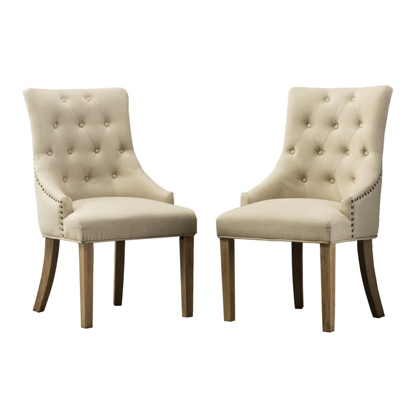 Chaises à oreilles en bois massif à boutons brun clair 2 - Grâce et charme de deux aimants, Brun clair