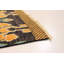 Tapis unique en laine noué à la main style Mogul noir / jaune années 2010 5 pi 9 po x 9 pi 2 po Quineka