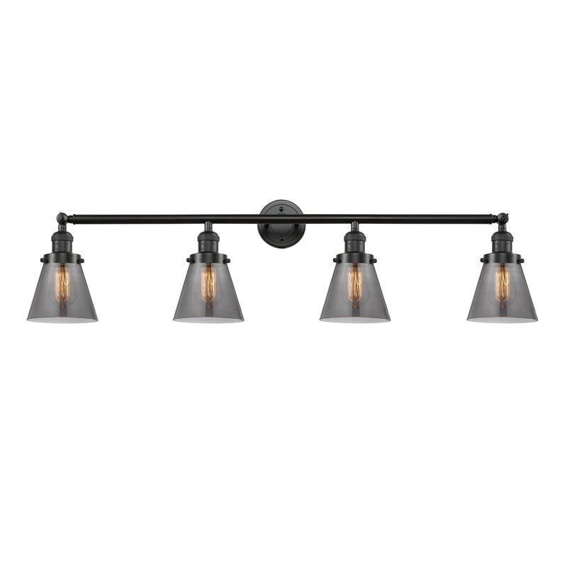 Cone 4 Light Bath Vanity Light, Incandescent, Plated Smoke, Oil Rubbed Bronze