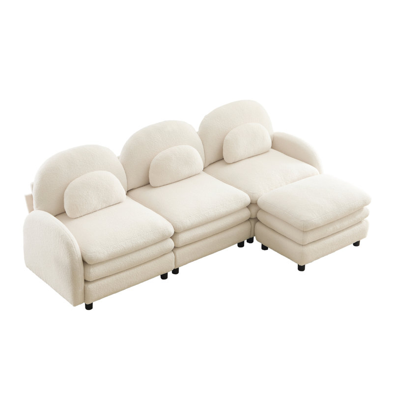 Canapé 3 places Teddy, 35.4" H x 98.2" W x 55.5" D, Beige Teddy