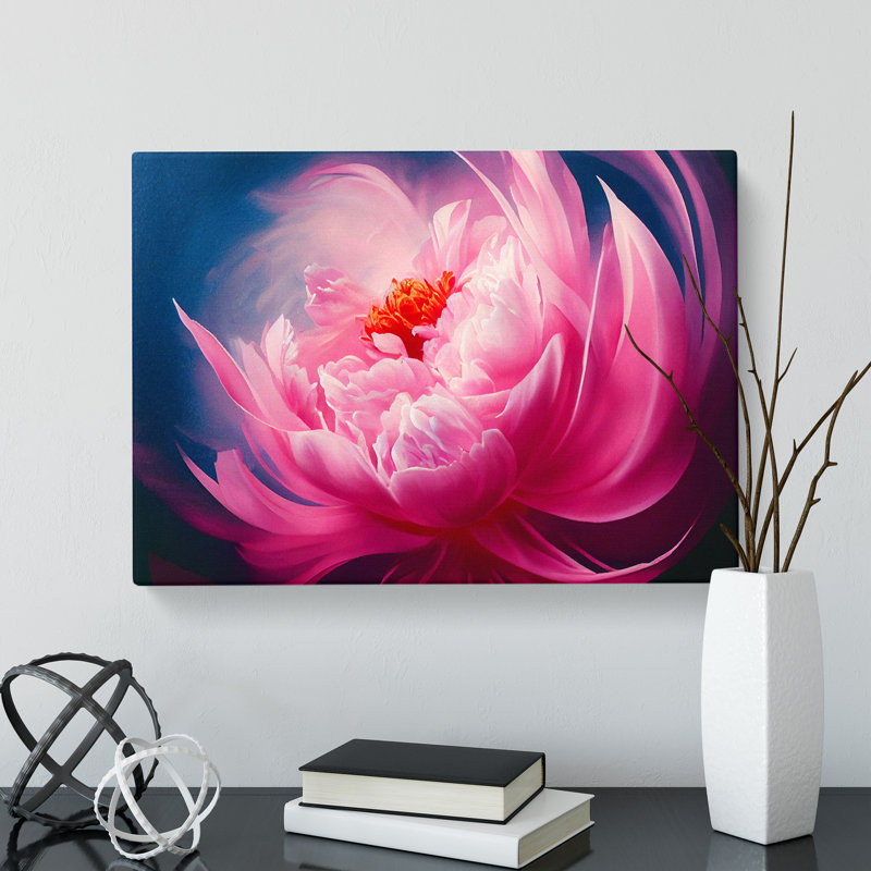 Dramatic Peony Flower - Wrapped Canvas Print, 35cm H x 50cm W x 3cm D